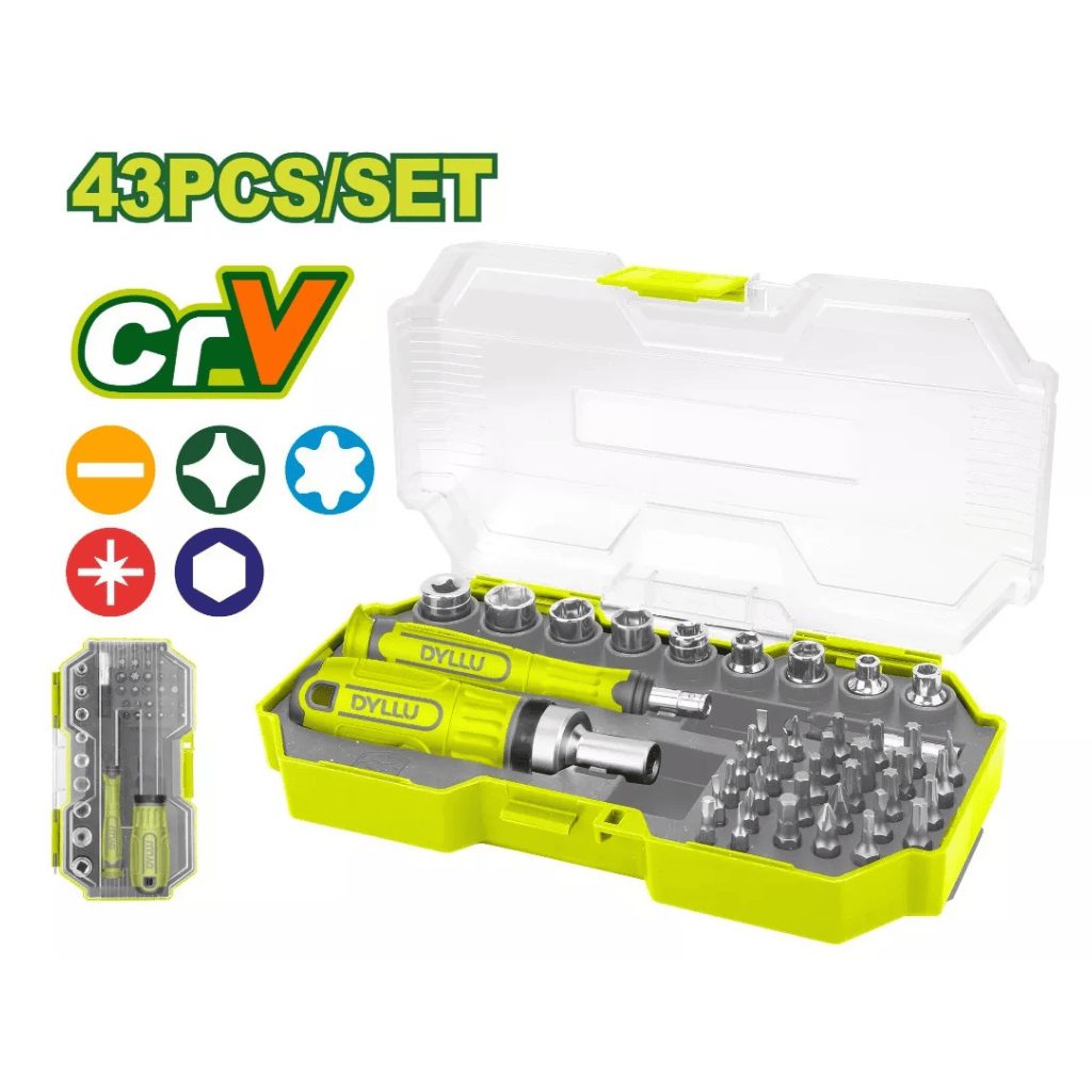Dyllu Screwdrivers Dyllu 43-Piece Screwdriver Bit & 1/4" Socket Set  - DTSS8B43