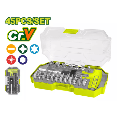 Dyllu Screwdrivers Dyllu 45-Piece T-Handle Wrench & Screwdriver Set 45-Piece  1/4" - DTSS8B45