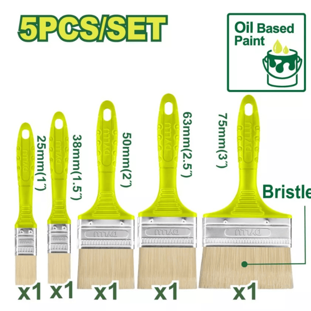 Dyllu Paint Tools & Equipment Dyllu 5-Piece Paint Brush Set For Oil-Based Paint - DTPB1952