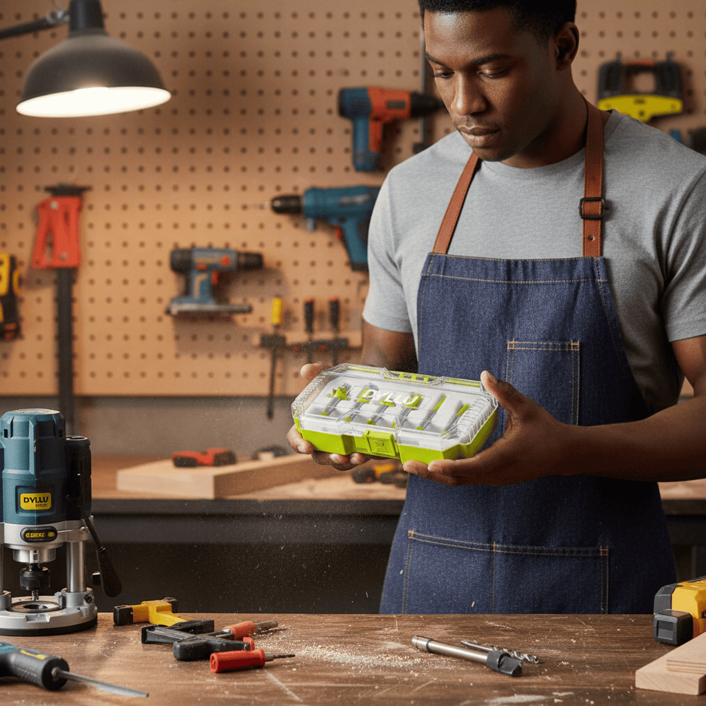 Edge Pro Cut Set - Laminate Trimmer, Hacksaw And 6 Pieces Router Bits Set