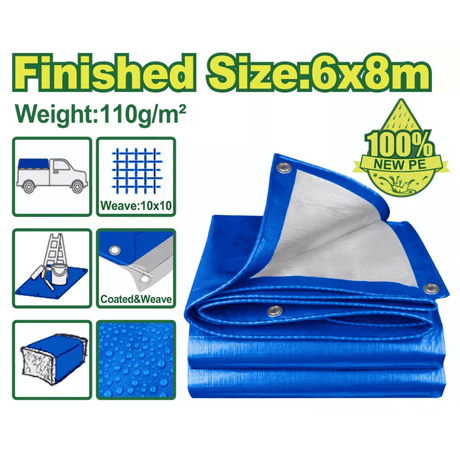 Dyllu Paint Tools & Equipment Dyllu 6m x 8m Polyethylene Tarp - DTTQ1868