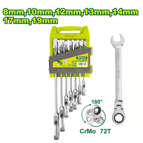 Dyllu Wrenches Dyllu 7-Piece Flexible Ratchet Spanner Set  - DTSP5207