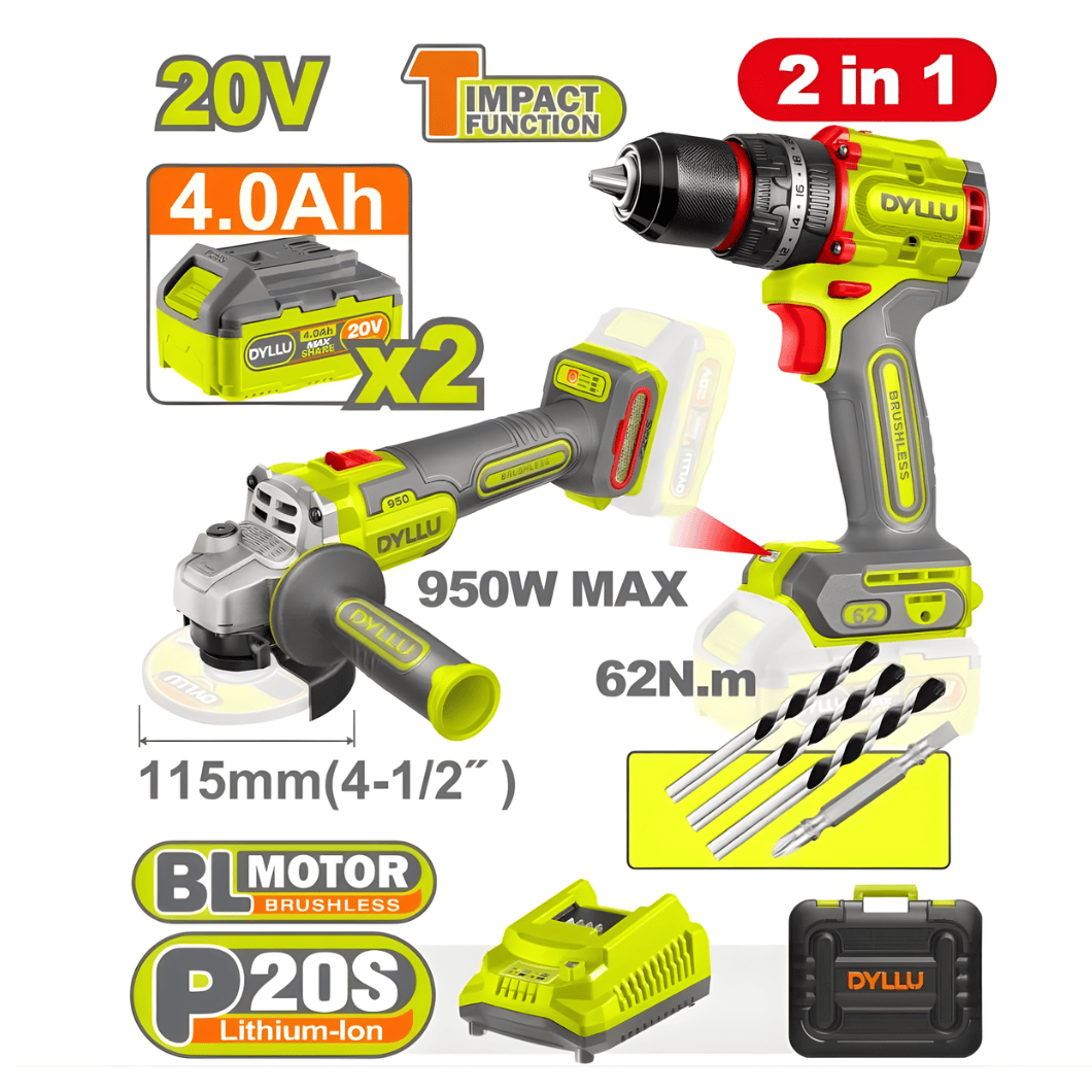 Dyllu Power Tool Combo Kit Dyllu Cordless 2 Pieces Combo Kit - DTCK20273