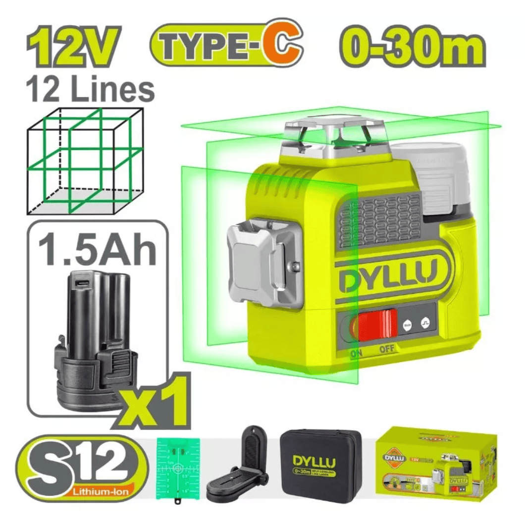 Dyllu Laser Measure Dyllu Cordless 3D Self Leveling Line Laser (Charger Sold Separately) - DTLE8M12