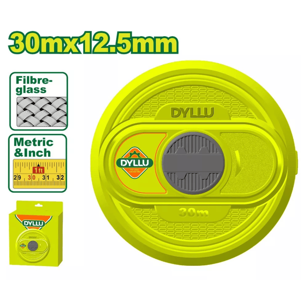 Dyllu Tape Measure Dyllu Fiberglass Measuring Tape 30m x 12.5mm  - DTMT2530