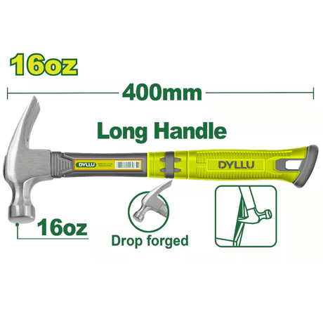 Dyllu Hammers Mallets & Sledges Dyllu Long Handle Claw Hammer  16oz (450g)  - DTHM336L
