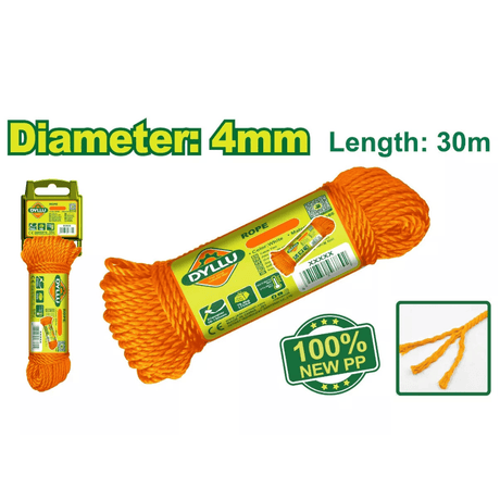 Dyllu Fasteners Dyllu Polypropylene Rope 4mm x 30m  - DTRZ1304