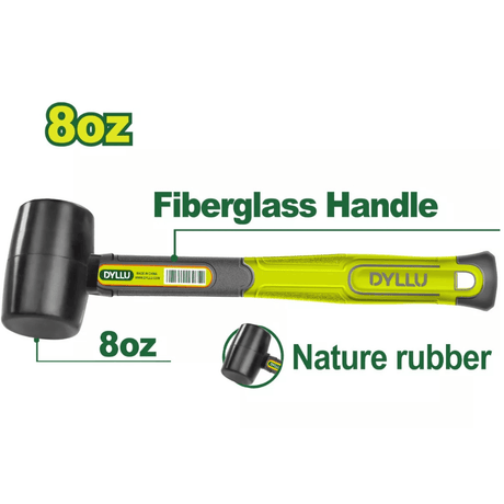 Dyllu Hammers Mallets & Sledges Dyllu Rubber Mallet With Fiberglass Handle  8oz/220g - DTHM7301