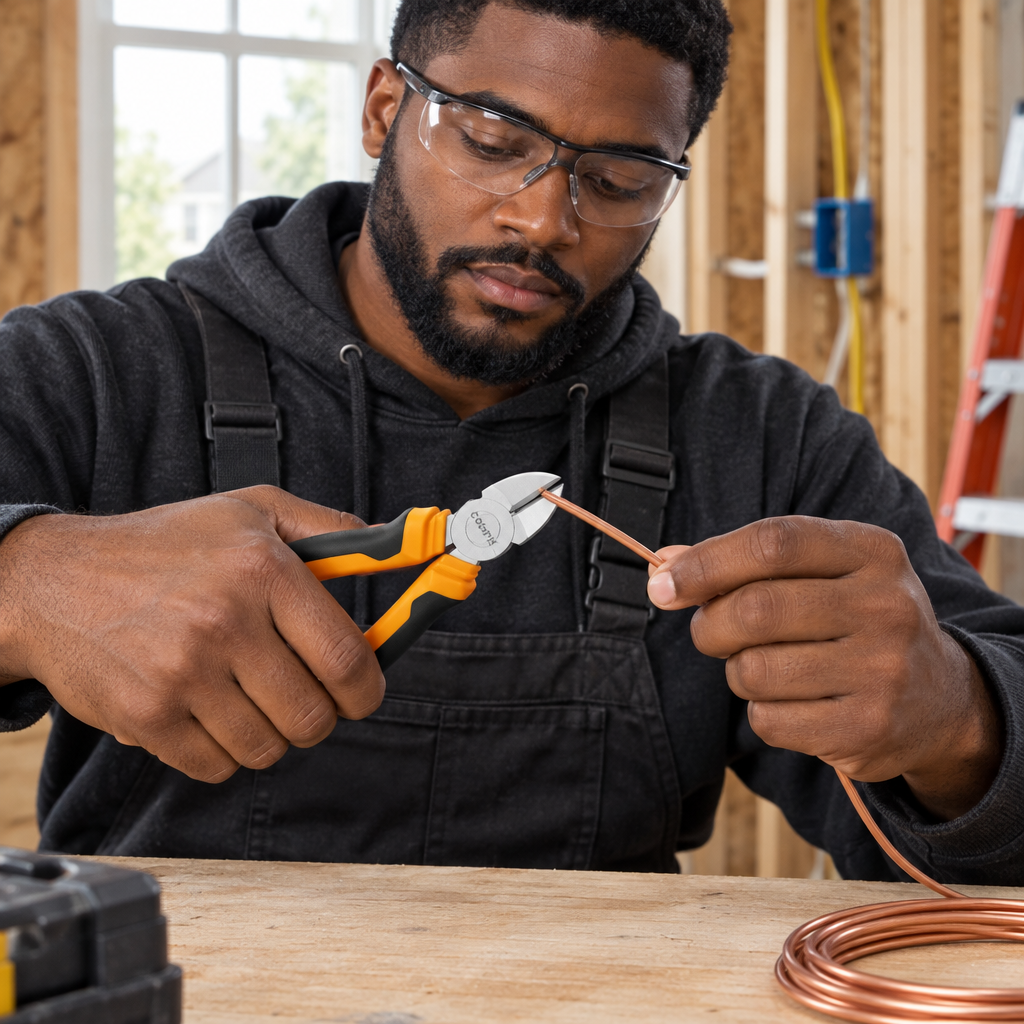 Electrician using Coofix diagonal cutting pliers