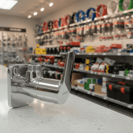Essco Taps & Faucets Essco Angular Stop Cock with Wall Flange Faucet - STE-CHR-107053