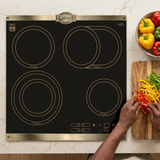 Face-hidden ingredient preparation beside the Kaiser Empire black ceramic hob