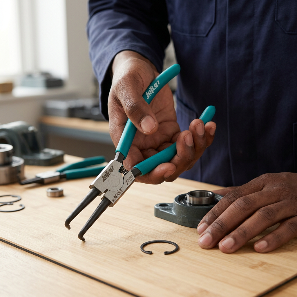 Face-hidden preparation scene with the curved-tip circlip pliers