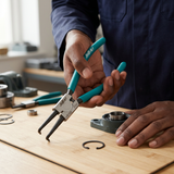 Face-hidden preparation scene with the curved-tip circlip pliers