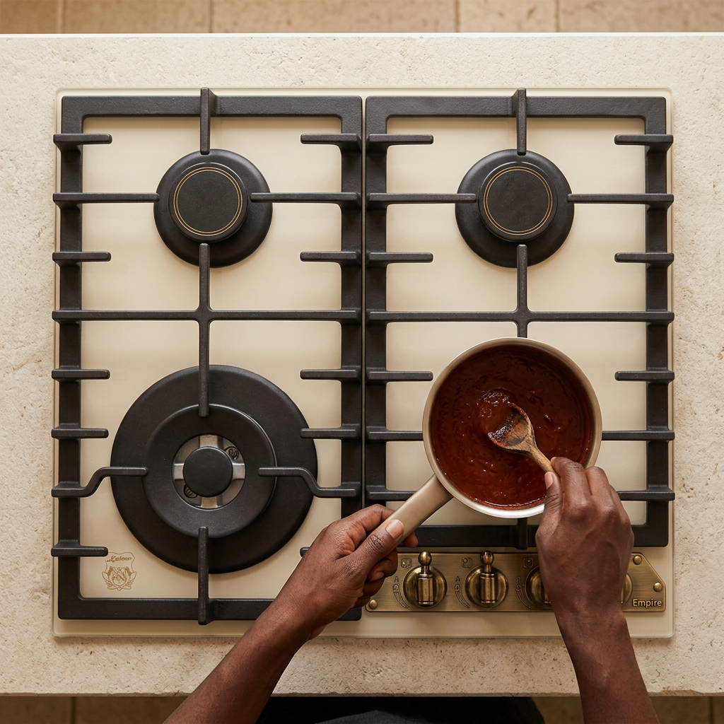 Face-hidden sauce preparation with the ivory Kaiser Empire hob