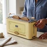 Face-hidden scene operating the Kaiser toaster’s side lever