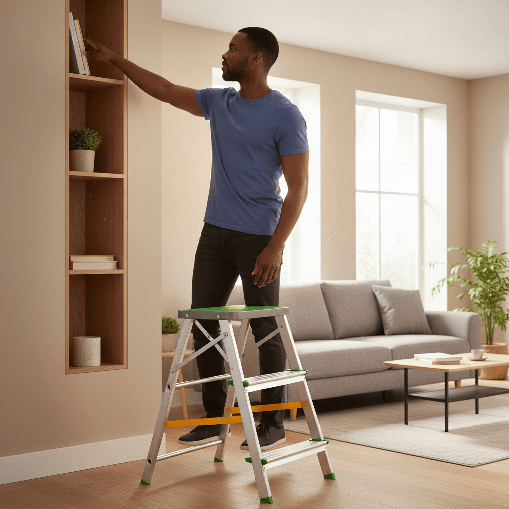 Ferral Ladder & Access Equipment Ferral 2-Step Green Foldable Aluminium Ladder - FER-02293