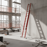 Ferral Ladder & Access Equipment Ferral Professional Red Fibreglass Rope-Operated Double-Section Extension Ladder | 2x14 & 2x17