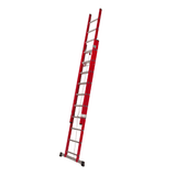 Ferral Ladder & Access Equipment Ferral Professional Red Fibreglass Rope-Operated Double-Section Extension Ladder | 2x14 & 2x17