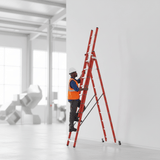 Ferral Ladder & Access Equipment Ferral Professional Red Fibreglass Triple-Section Combination Ladder | 3x12 & 3x17