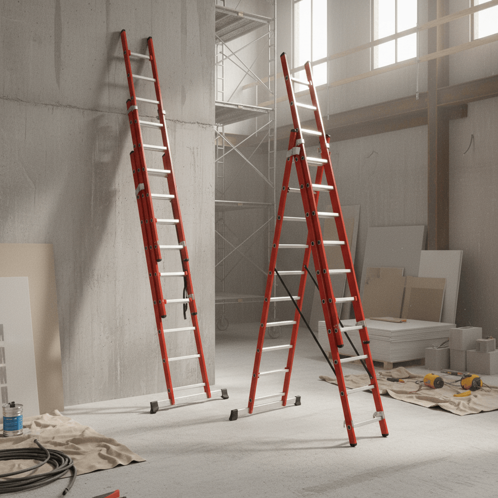 Ferral Ladder & Access Equipment Ferral Professional Red Fibreglass Triple-Section Combination Ladder | 3x12 & 3x17