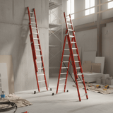 Ferral Ladder & Access Equipment Ferral Professional Red Fibreglass Triple-Section Combination Ladder | 3x12 & 3x17