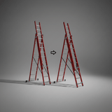 Ferral Ladder & Access Equipment Ferral Professional Red Fibreglass Triple-Section Combination Ladder | 3x12 & 3x17