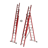 Ferral Ladder & Access Equipment Ferral Professional Red Fibreglass Triple-Section Combination Ladder | 3x12 & 3x17