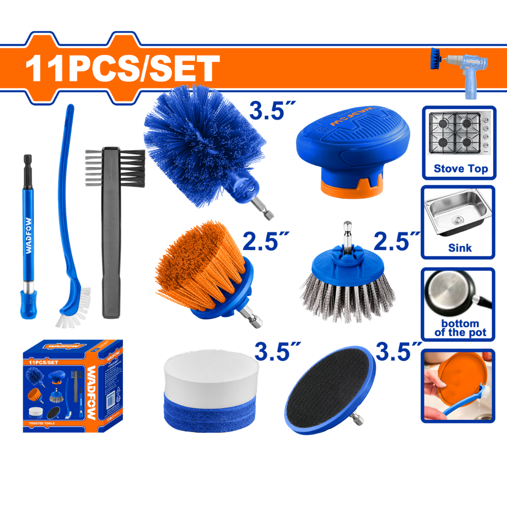 Wadfow 11-Piece Cleaning Brush Set - WND5511