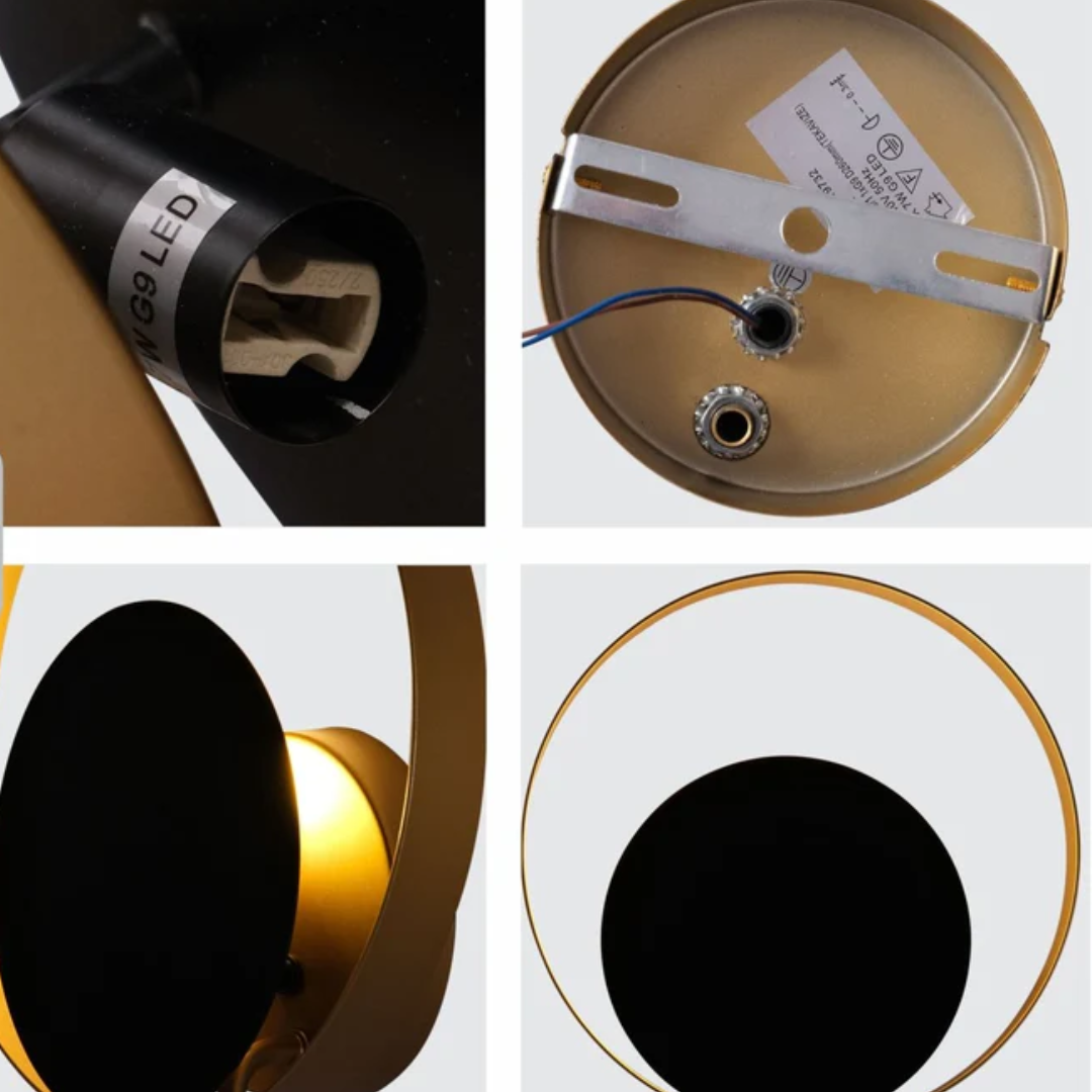 Black And Gold Metal G9 Fitting Flat Wall Light