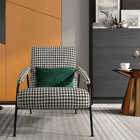 FM Living Room Furniture Black And White Fabric Accent Chair