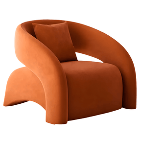 FM Living Room Furniture Brown Nordic Style With Armrest Single Sofa