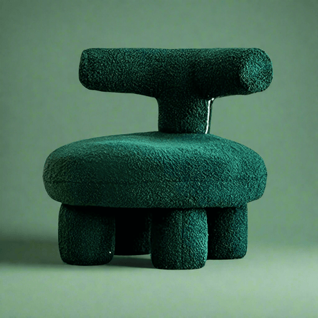 FM Living Room Furniture Green Furry Comfort With Backrest Footstool
