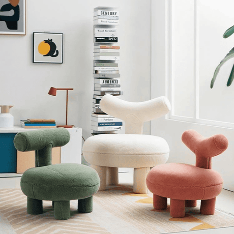 FM Living Room Furniture Green Furry Comfort With Backrest Footstool