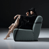 FM Living Room Furniture Green Houndstooth Modern Single Sofa Chair