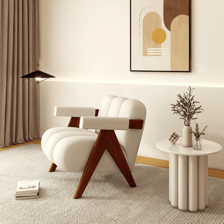 FM Living Room Furniture Off-White Modern Accent Chair
