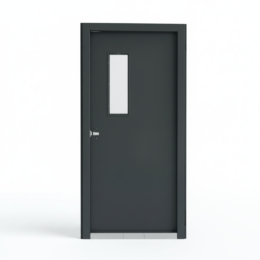 Fort Door Security & Entrance Doors Fort Door 30-Minute Fire-Rated Steel Security Door with Fire-Rated Glass Panel - Grey