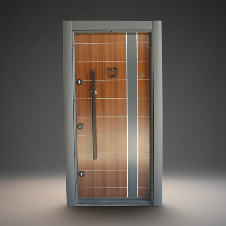 Fort Door Fort Door Aluco-Board Security Door with Triple Lock System - Classic Walnut Grey