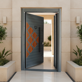 Fort Door Fort Door Aluco-Board Security Door with Triple Lock System - Graphite Walnut Mosaic