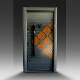 Fort Door Fort Door Aluco-Board Security Door with Triple Lock System - Graphite Walnut Mosaic