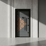 Fort Door Fort Door Aluco-Board Security Door with Triple Lock System - Graphite Walnut Mosaic