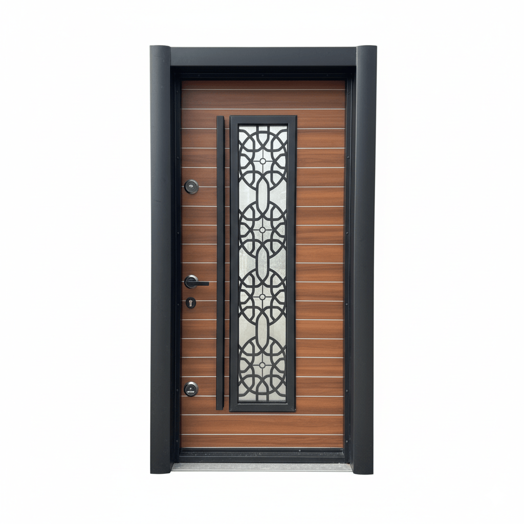 Fort Door Fort Door Aluco-Board Security Door with Triple Lock System - Teak Bronze Black