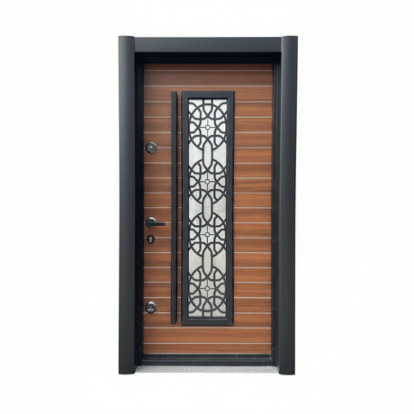 Fort Door Fort Door Aluco-Board Security Door with Triple Lock System - Teak Bronze Black