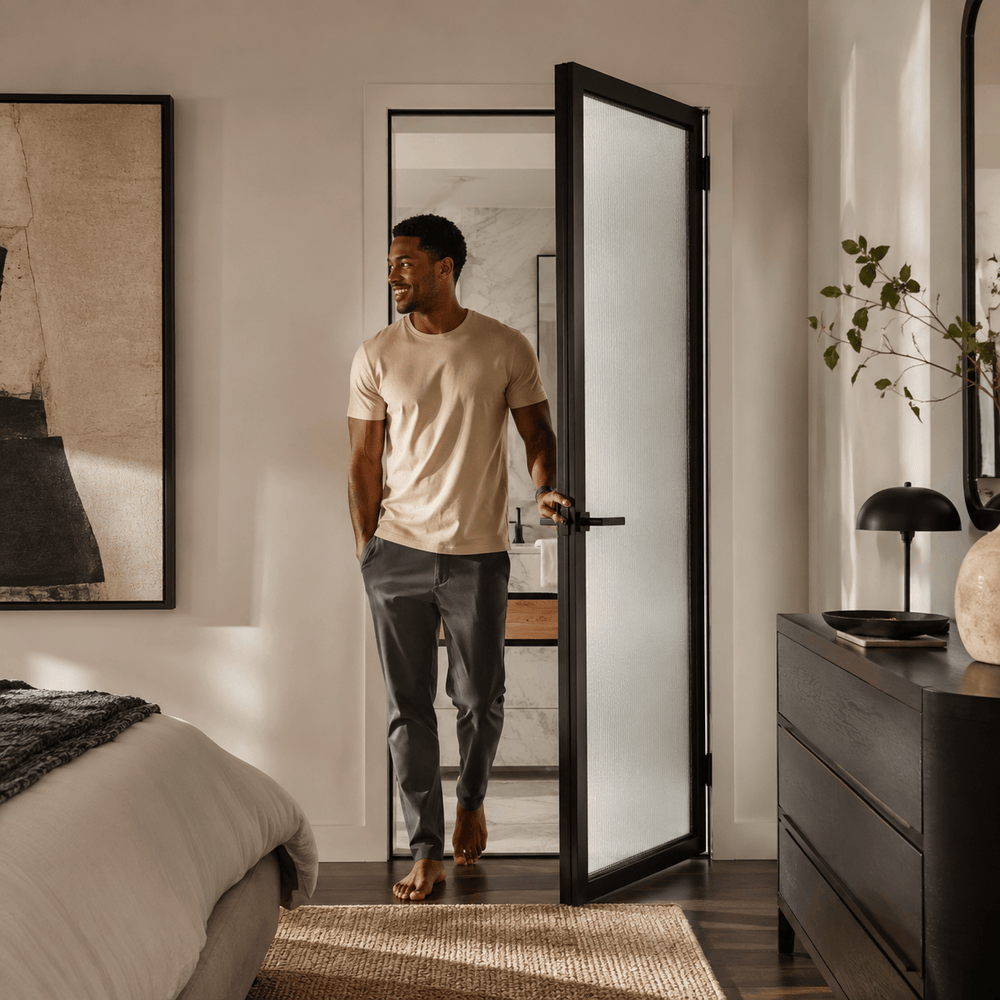 Fort Door Interior Doors Fort Door Double-Layer Tempered Glass Interior Door with Aluminium Frame & One-Click Lock
