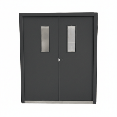 Fort Door Fort Door Fire-Rated Steel Security Door - Grey with Glass