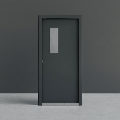 Fort Door Fort Door Fire-Rated Steel Security Door - Grey with Glass