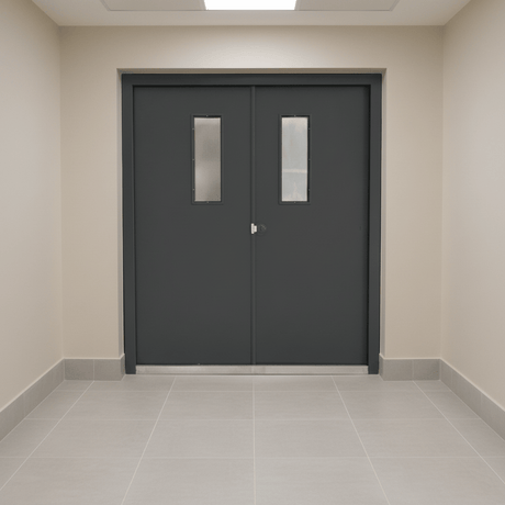 Fort Door Fort Door Fire-Rated Steel Security Door - Grey with Glass