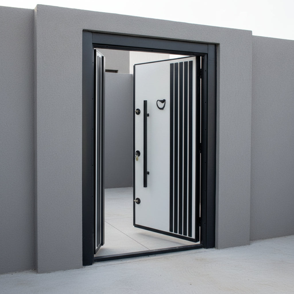 Fort Door Fort Door Full Metal Security Door with Dual Lock System - Arctic White Black