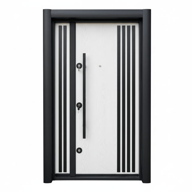 Fort Door Fort Door Full Metal Security Door with Dual Lock System - Arctic White Black