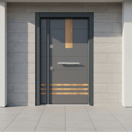 Fort Door Fort Door Full Metal Security Door with Dual Lock System - Stone Grey Gold