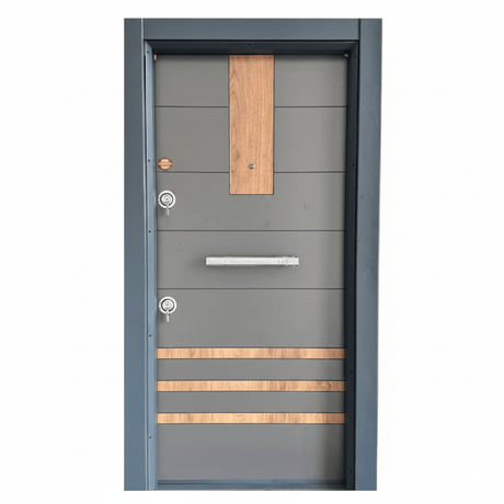 Fort Door Fort Door Full Metal Security Door with Dual Lock System - Stone Grey Gold